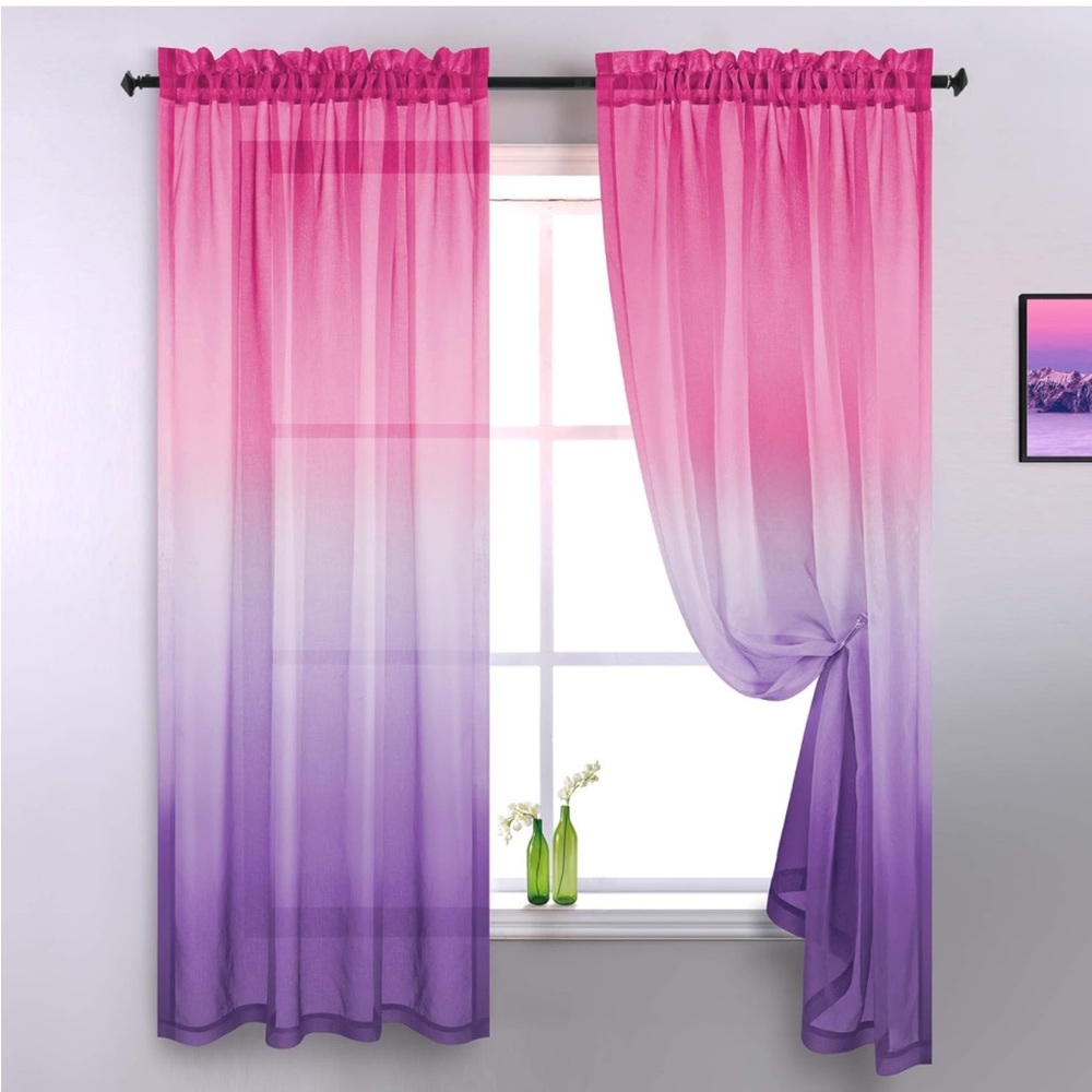 Pink and purple sheer curtains 52 X 96